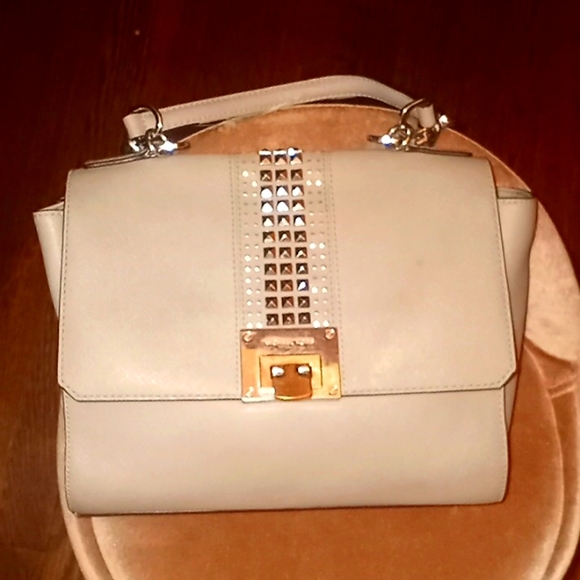 MICHAEL Kors Tina Studded Satchel gray 2 styles Handbag or Shoulder Bag - Picture 3 of 16